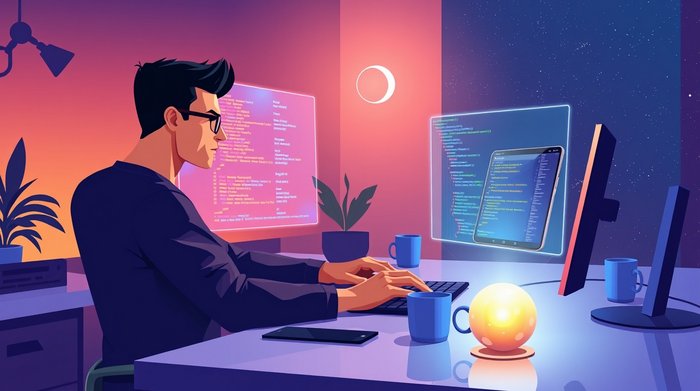 برنامه نویس در حال کد نویسی