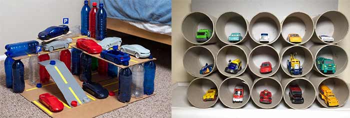 پارکینگ چندطبقه ماشین از بطری‌های پلاستیکی خالی